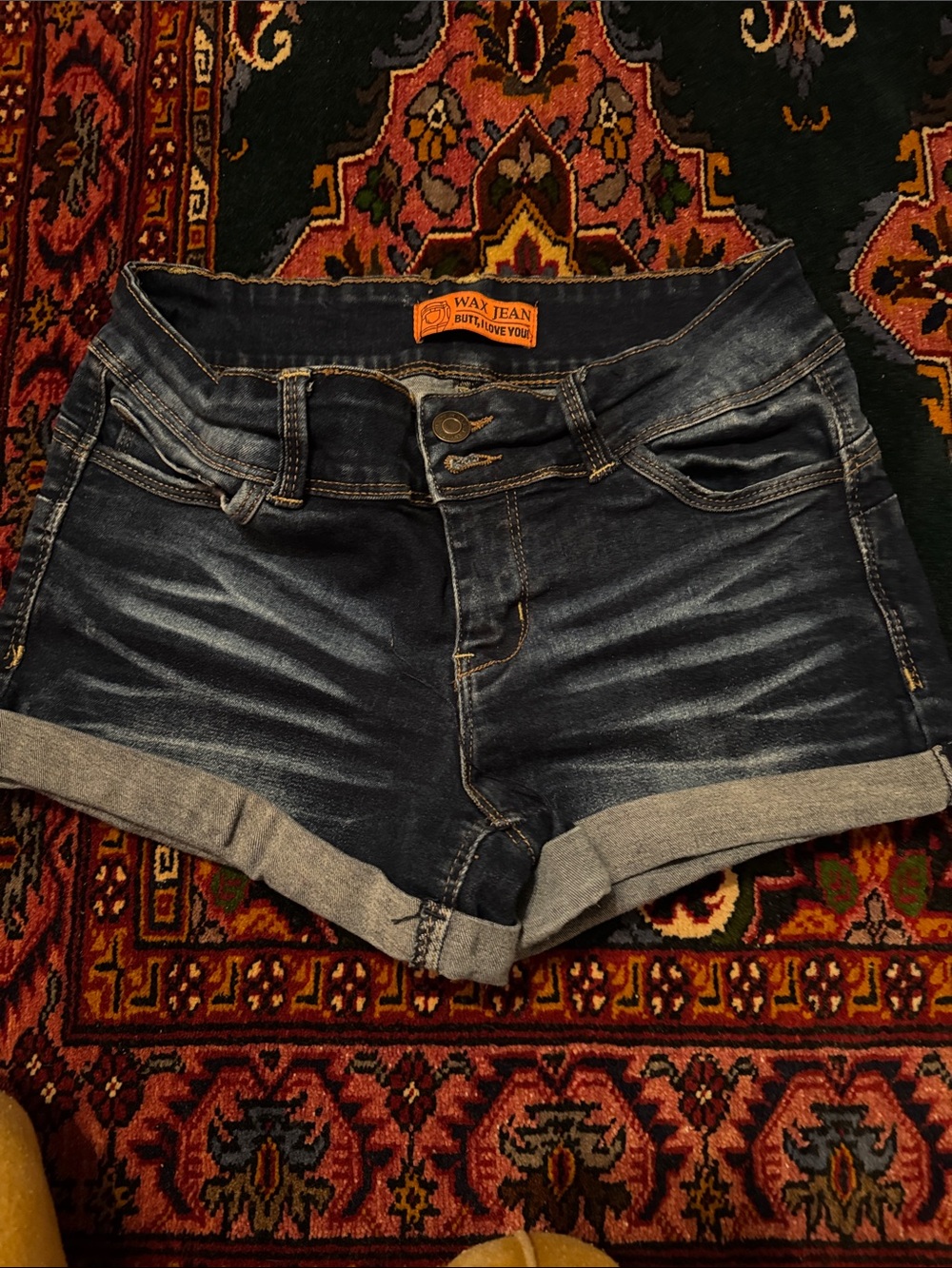 Wax Jean Dark Blue Rolled-Hem Denim Shorts